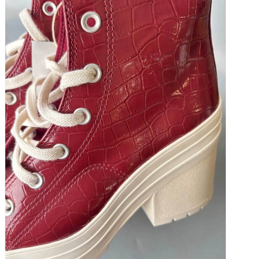 Converse Chuck Taylor All Star GR82 Dark Cherry Croc Leather Heel Boots A07657C - Picture 5 of 11